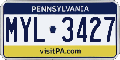 PA license plate MYL3427