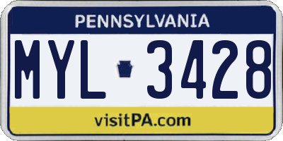 PA license plate MYL3428