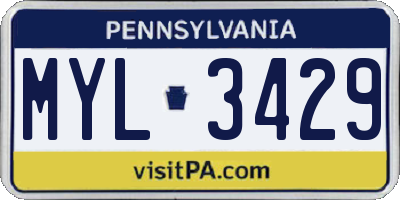PA license plate MYL3429