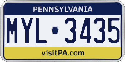 PA license plate MYL3435