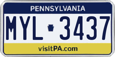 PA license plate MYL3437