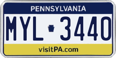 PA license plate MYL3440