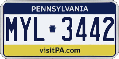 PA license plate MYL3442