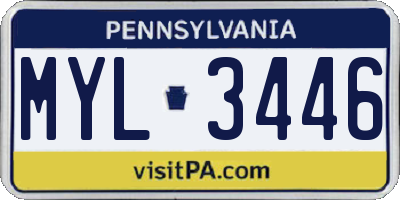 PA license plate MYL3446