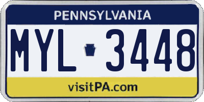 PA license plate MYL3448