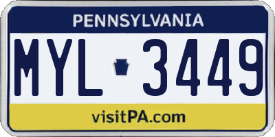 PA license plate MYL3449