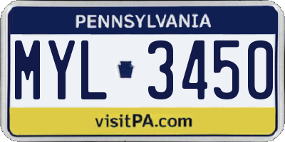 PA license plate MYL3450