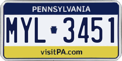 PA license plate MYL3451