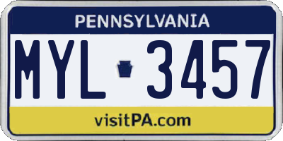 PA license plate MYL3457