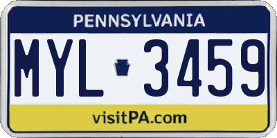 PA license plate MYL3459