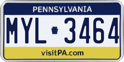PA license plate MYL3464