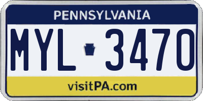 PA license plate MYL3470