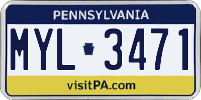 PA license plate MYL3471