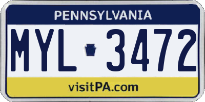 PA license plate MYL3472