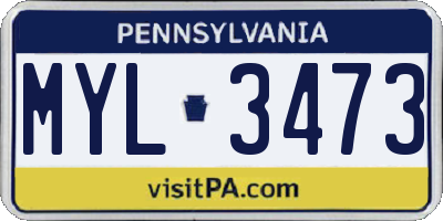 PA license plate MYL3473