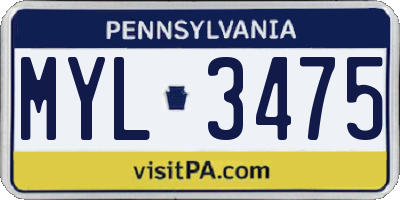 PA license plate MYL3475
