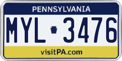 PA license plate MYL3476