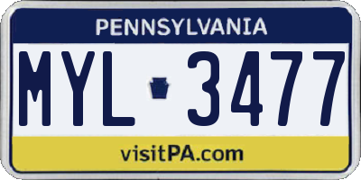 PA license plate MYL3477