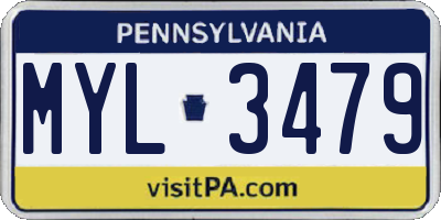 PA license plate MYL3479