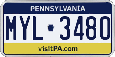 PA license plate MYL3480