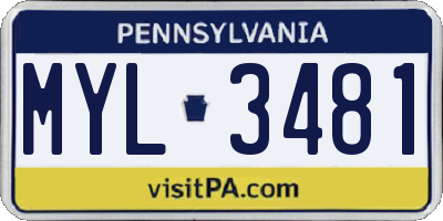 PA license plate MYL3481