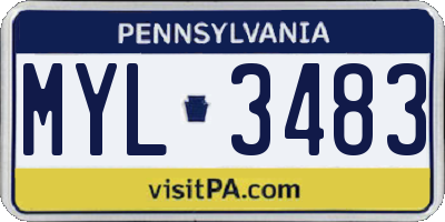 PA license plate MYL3483