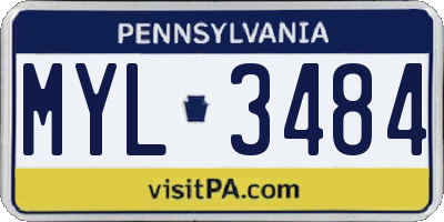PA license plate MYL3484