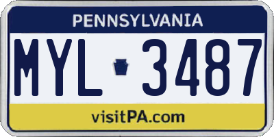PA license plate MYL3487
