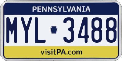 PA license plate MYL3488