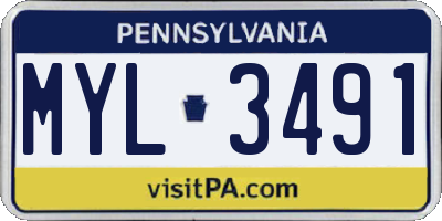PA license plate MYL3491
