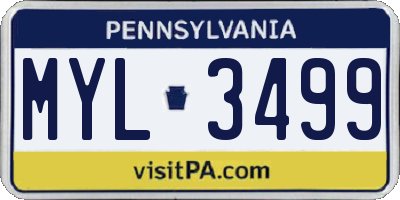 PA license plate MYL3499