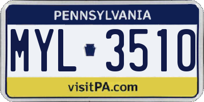 PA license plate MYL3510