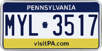 PA license plate MYL3517