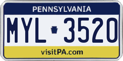 PA license plate MYL3520