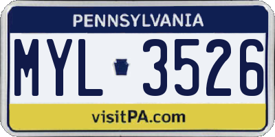 PA license plate MYL3526