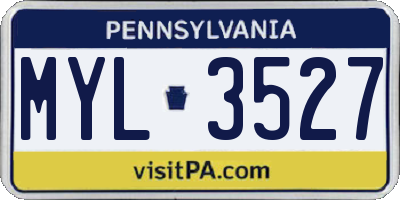 PA license plate MYL3527