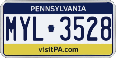 PA license plate MYL3528