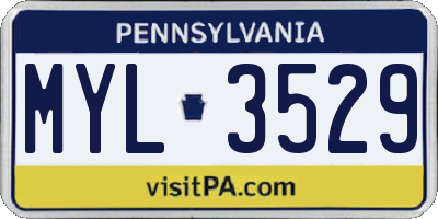 PA license plate MYL3529