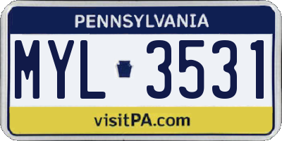 PA license plate MYL3531