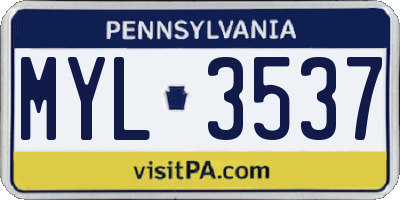 PA license plate MYL3537