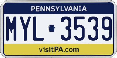 PA license plate MYL3539