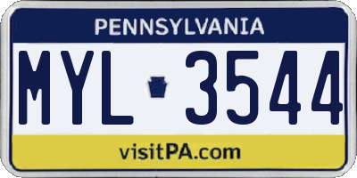 PA license plate MYL3544