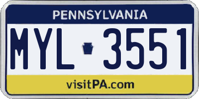 PA license plate MYL3551