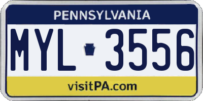 PA license plate MYL3556