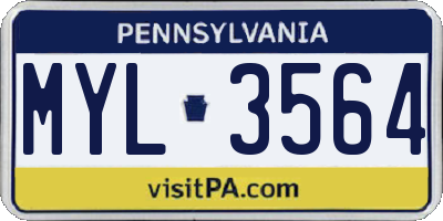 PA license plate MYL3564
