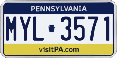 PA license plate MYL3571