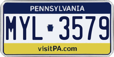 PA license plate MYL3579
