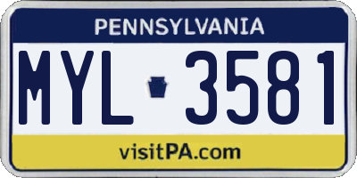 PA license plate MYL3581