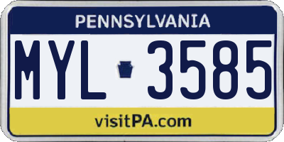 PA license plate MYL3585