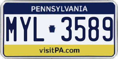PA license plate MYL3589